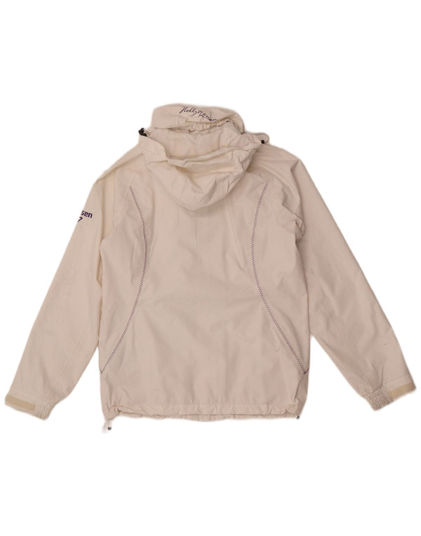 Jachetă de ploaie cu glugă cu glugă pentru femei Helly Hansen UK 10 Poliamidă albă mică