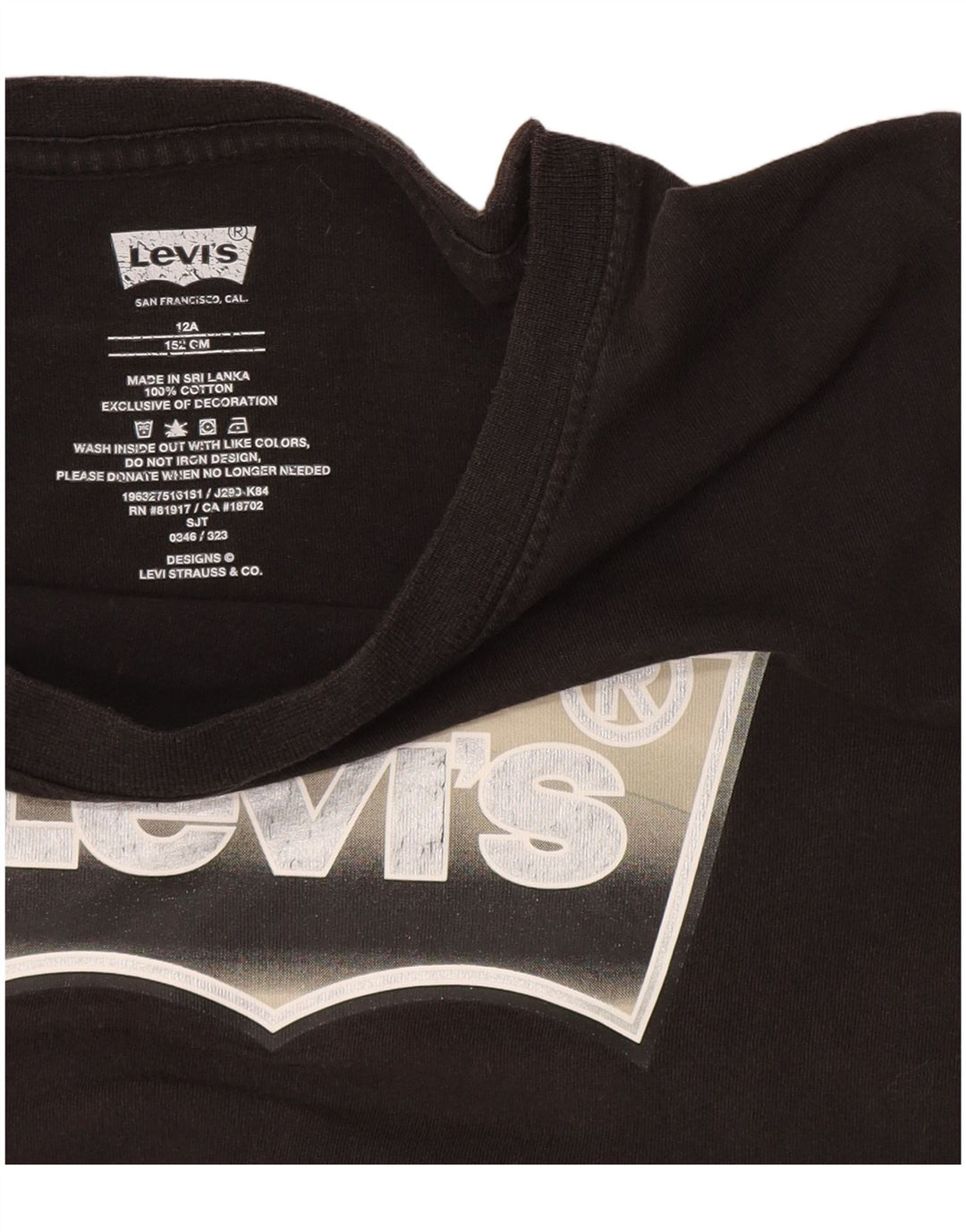 Tricou grafic Levi's pentru baieti Top 11-12 ani bumbac negru