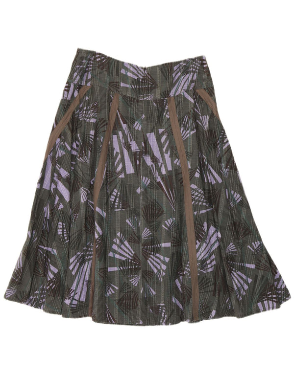 Fat Face Womens A-Line Fusta UK 12 Medium W32 Green Geometric Bumbac