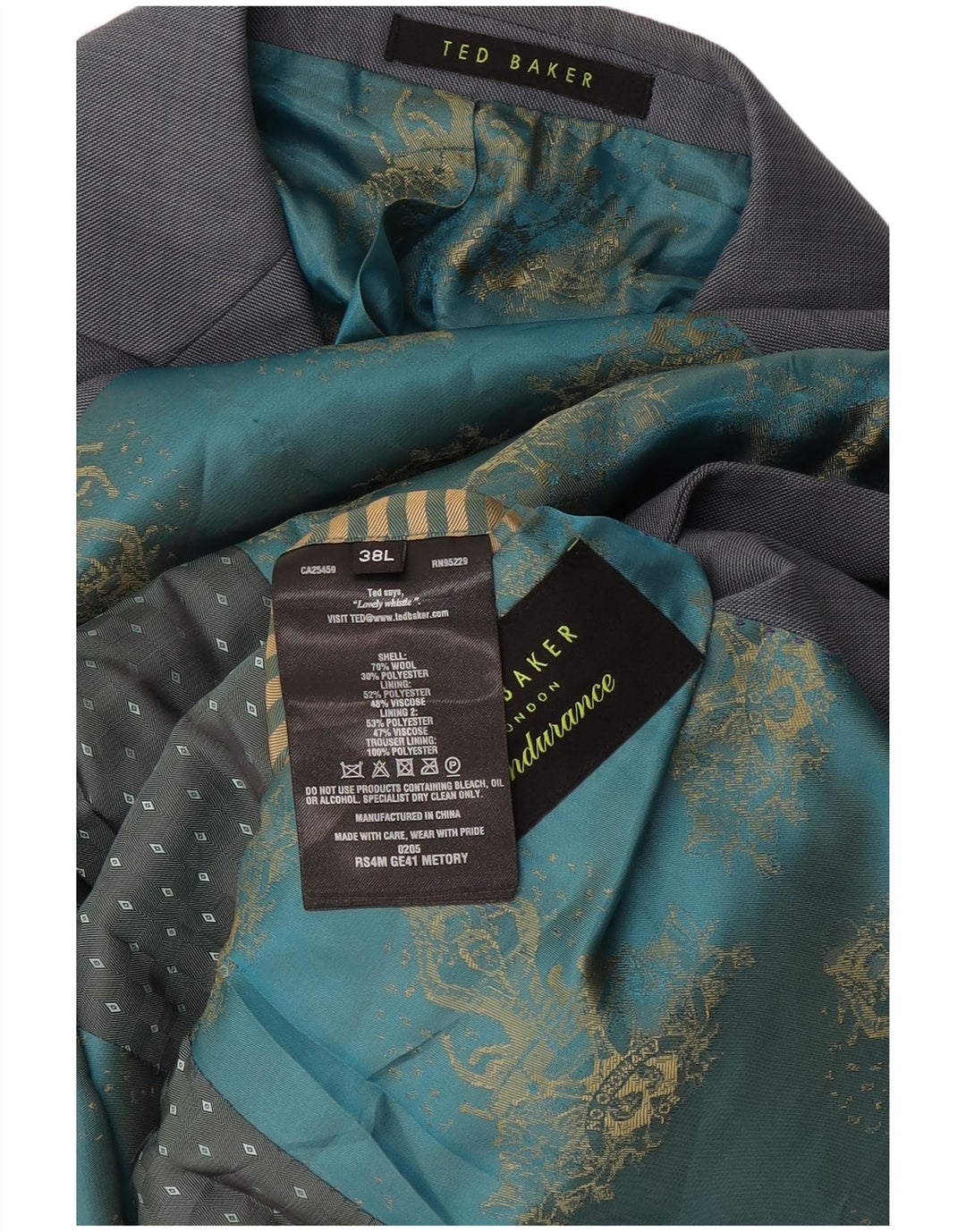 Sacou Ted Baker pentru bărbați, cu 2 nasturi, UK 38, lână, gri mediu