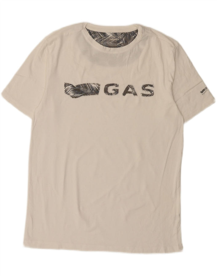 Tricou grafic pentru bărbați Gas Top mare, alb, bumbac