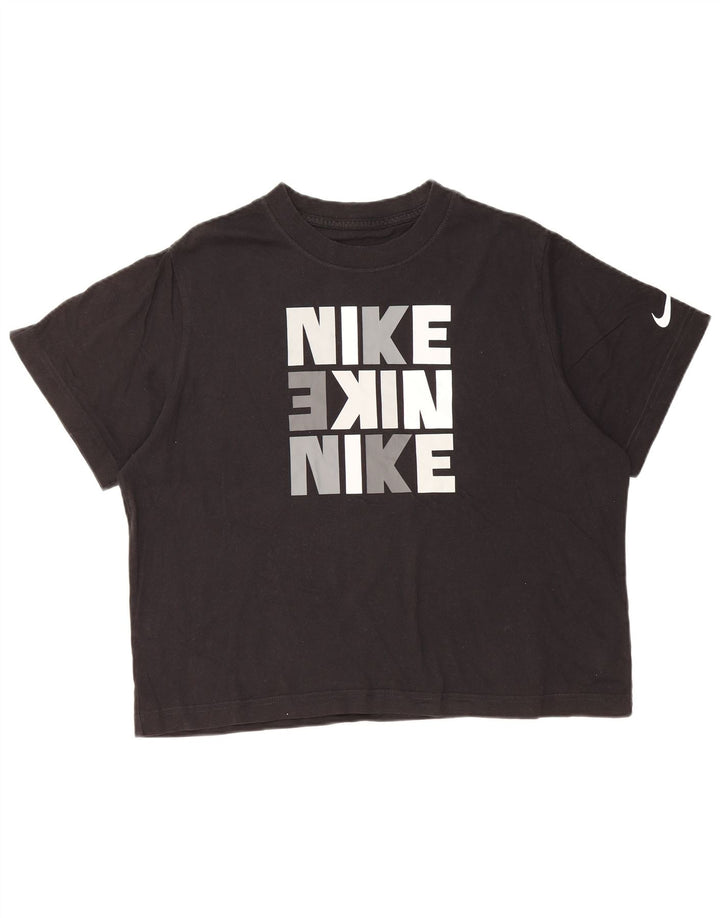 Tricou grafic NIKE pentru fete loose fit Crop Top 13-14 ani XL negru
