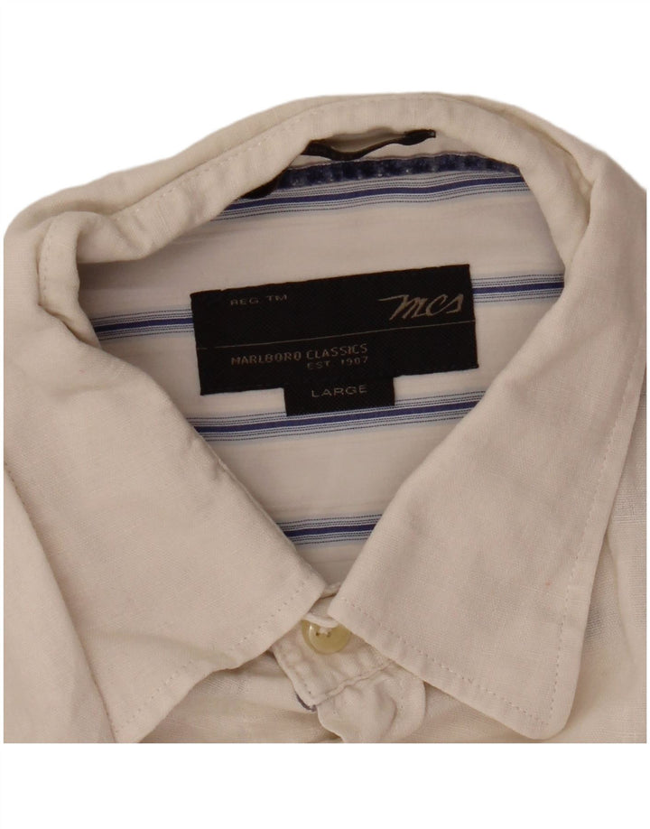 Cămașă Slim Fit Marlboro Classics pentru bărbați, mare, albă