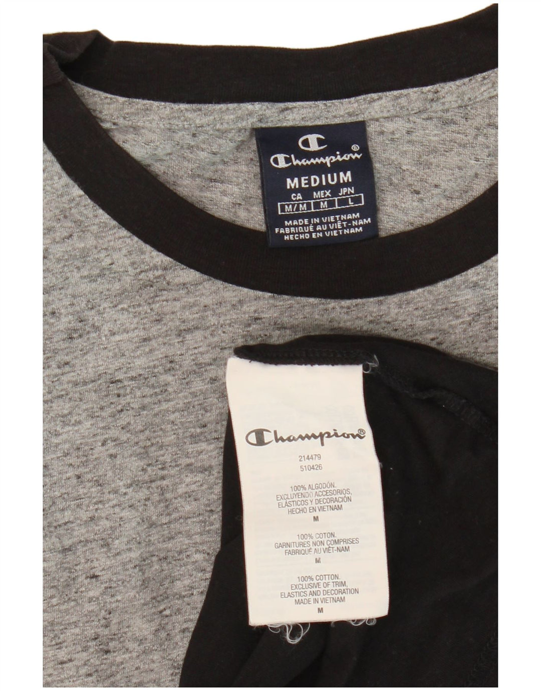 Tricou grafic Champion pentru bărbați Top mediu negru din bumbac color bloc
