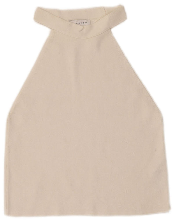 Topshop Crop Halter Top pentru femei UK 8 Small White Viscose