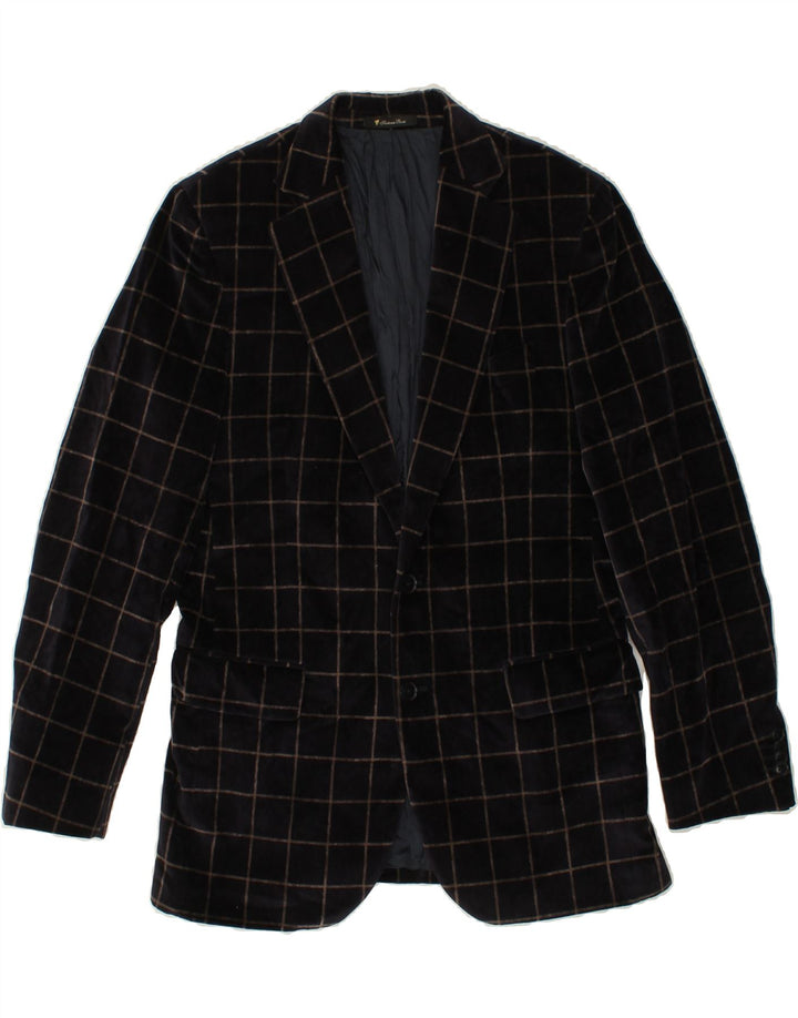 ERMENEGILDO ZEGNA Sacou blazer pentru bărbați cu 2 nasturi IT 46 Mic, bleumarin, carouri