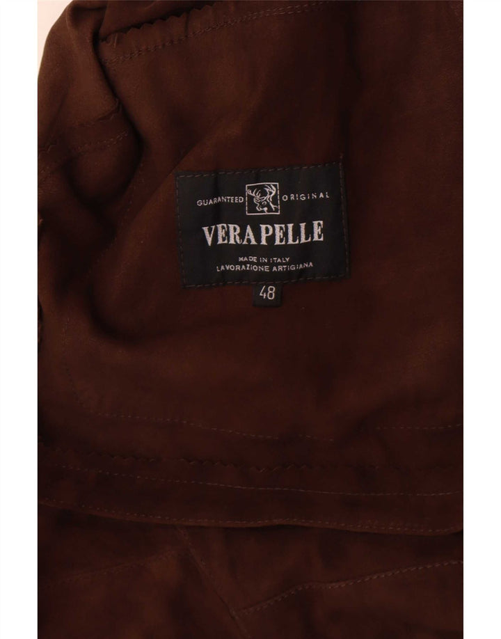 Jachetă vintage de piele intoarsa pentru femei IT 48 XL din piele maro
