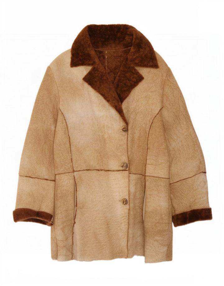 Jachetă vintage pentru femei din shearling UK 14 maro mediu
