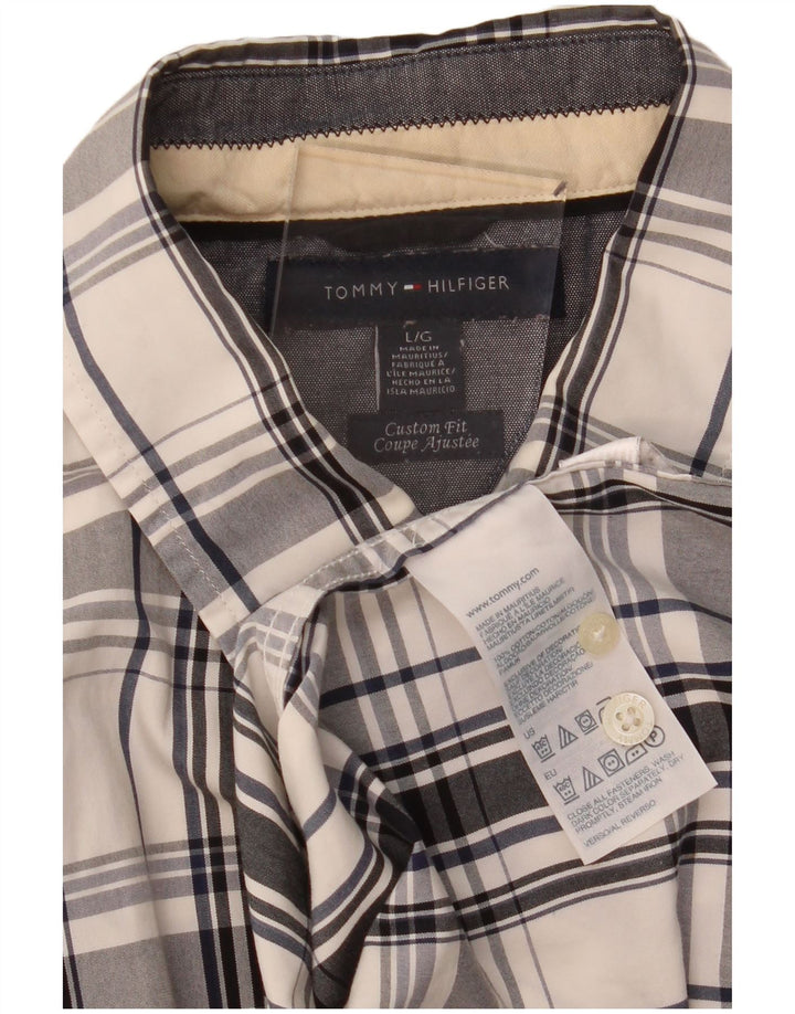 TOMMY HILFIGER Mens Coupe Ajustee Custom Fit Shirt Large Black Check