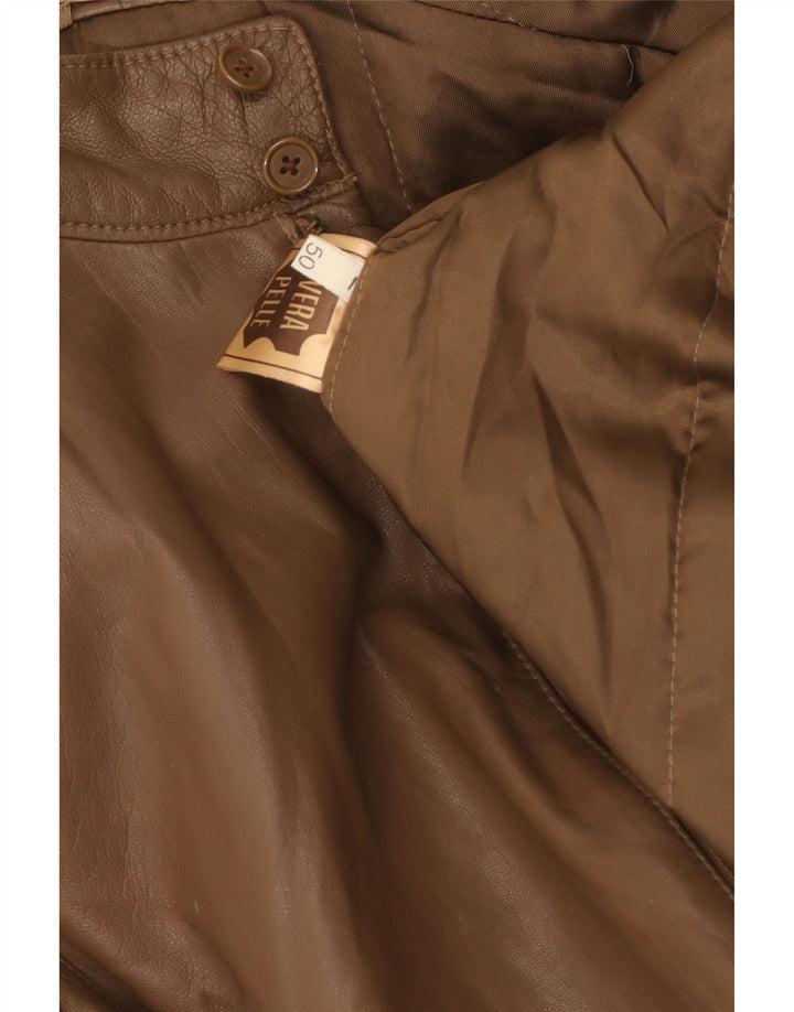 Jachetă de piele vintage pentru bărbați IT 50 din piele maro mare