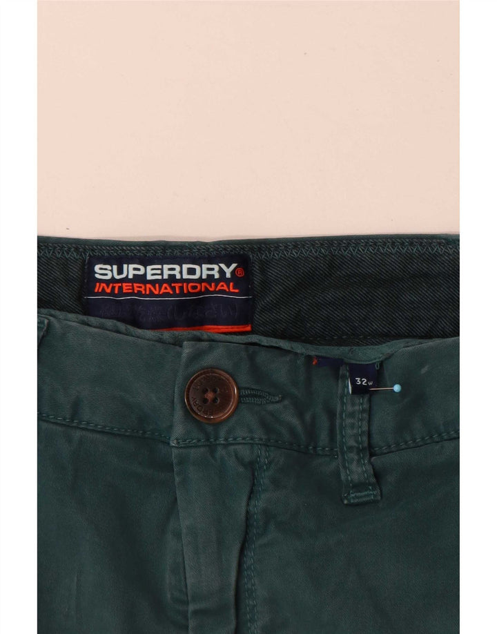 Pantaloni scurți Superdry Regular Chino W32 Bumbac verde mediu pentru bărbați