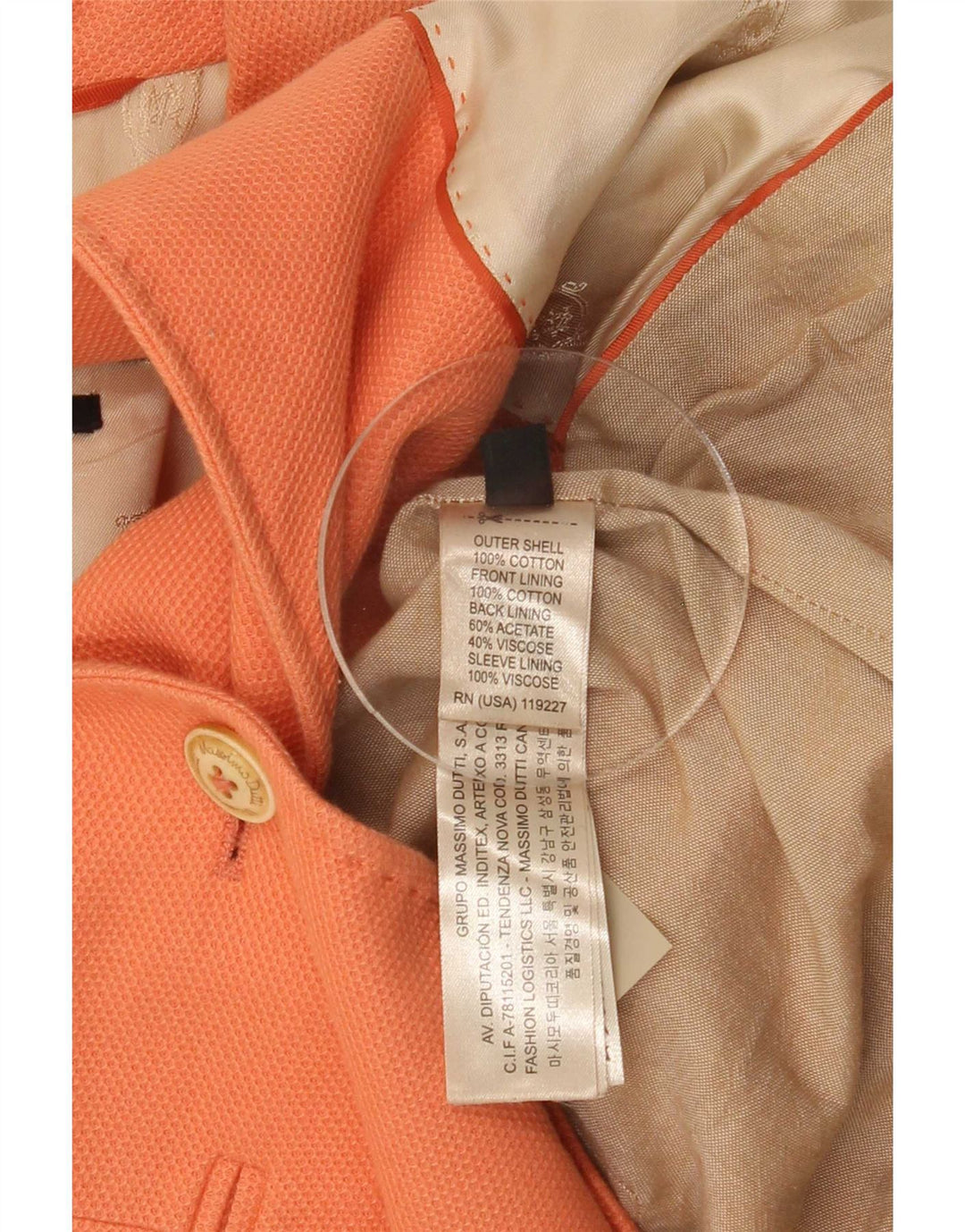 Jachetă Blazer Femei Massimo Dutti cu 1 nasture EU 38 Bumbac portocaliu mic