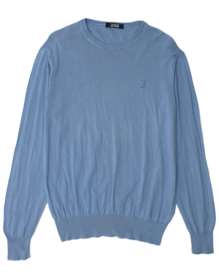 Pulover TRUSSARDI pentru bărbați cu gât roșu IT 52, mare, albastru, bumbac