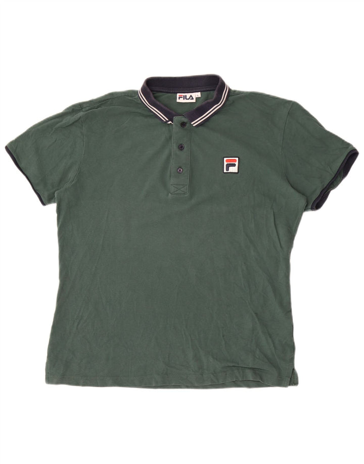 Tricou polo Fila pentru bărbați, mare, verde, color block, bumbac