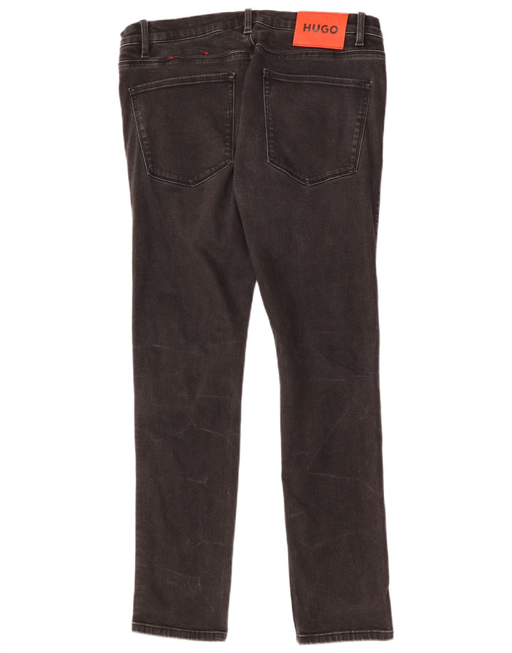 Blugi slim pentru bărbați HUGO BOSS W34 L32 bumbac negru