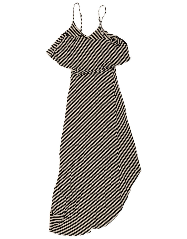 Rochie asimetrică maxi fără mâneci pentru femei Mossimo UK 8 mic cu dungi negre