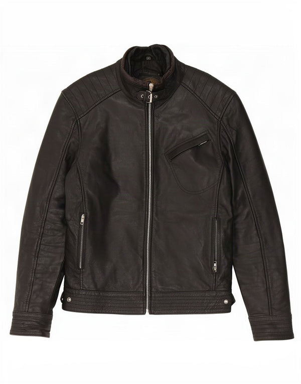 Jachetă de piele vintage pentru femei UK 14 Medium Black