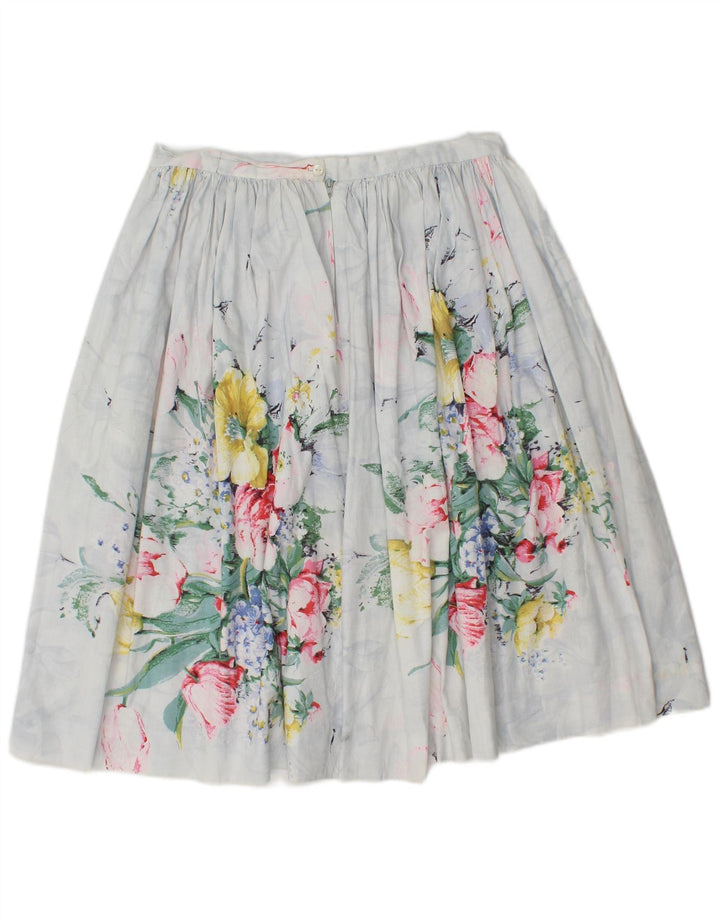 Fustă A-Line plisată Vintage pentru femei W30 Medium White Floral