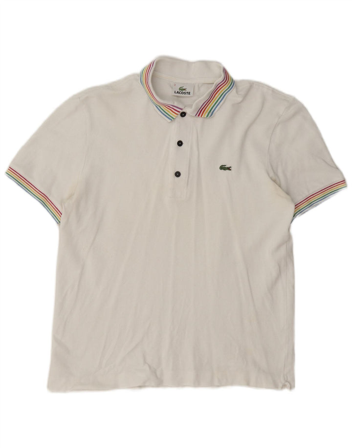 Tricou polo Lacoste pentru bărbați, mărimea 3, bumbac alb mic
