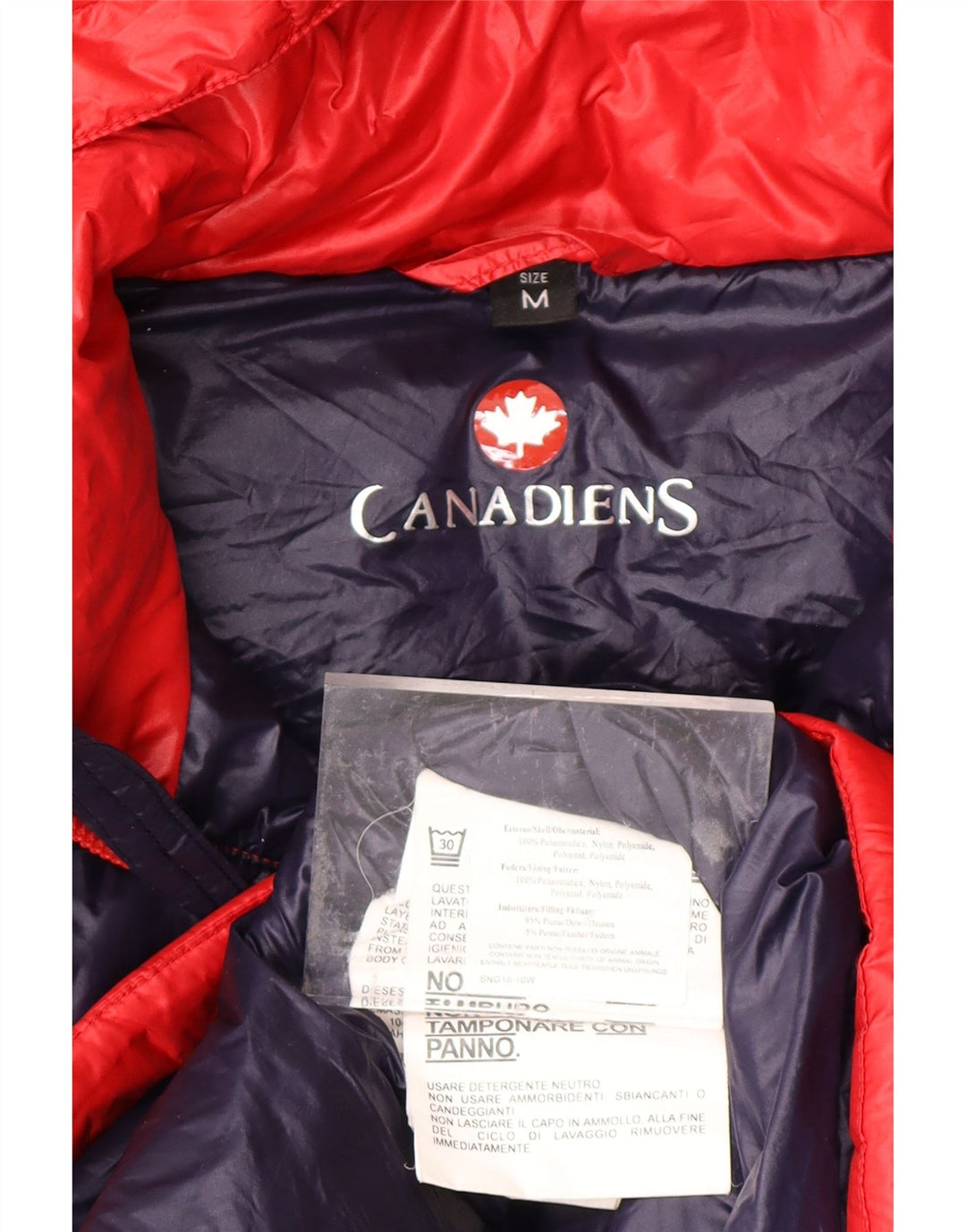 Jachetă căptușită cu glugă pentru femei CANADIENS UK 14 Medium Red Colorblock