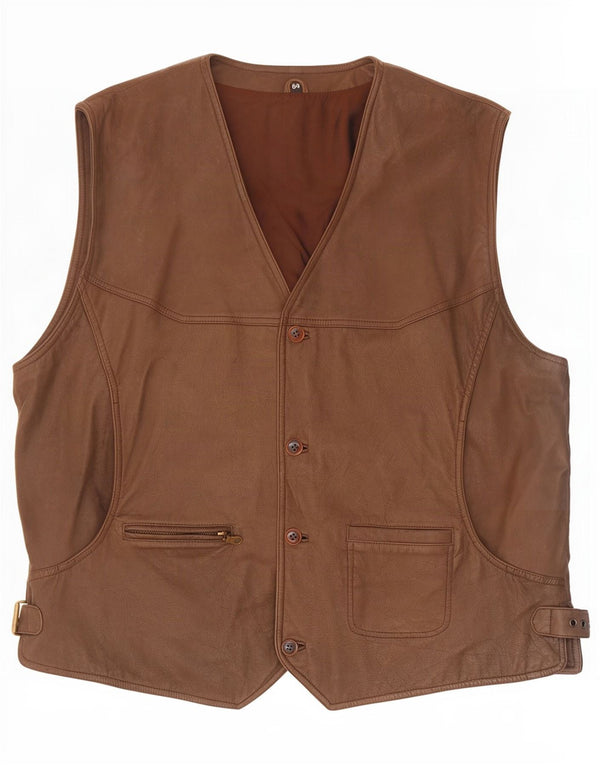 Vestă din piele vintage pentru bărbați IT 64 5XL maro