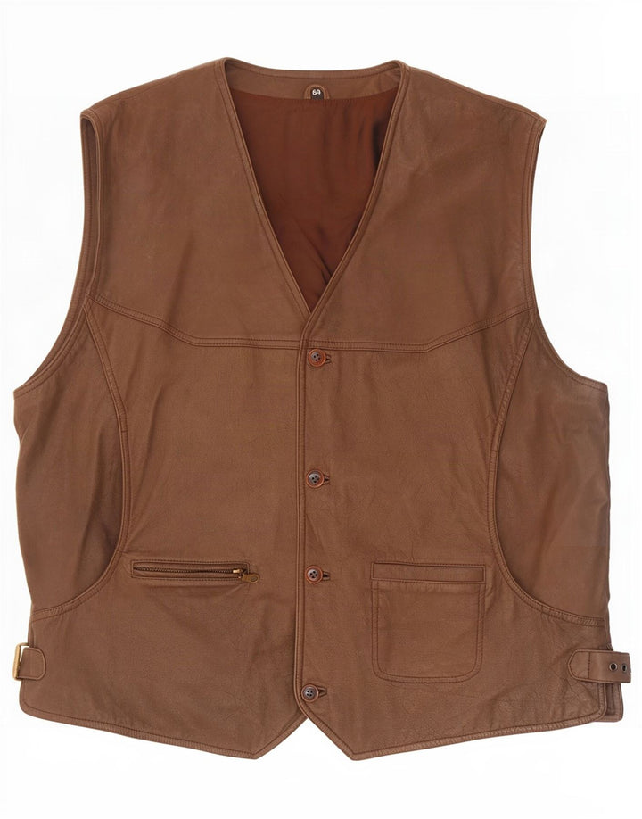 Vestă din piele vintage pentru bărbați IT 64 5XL maro
