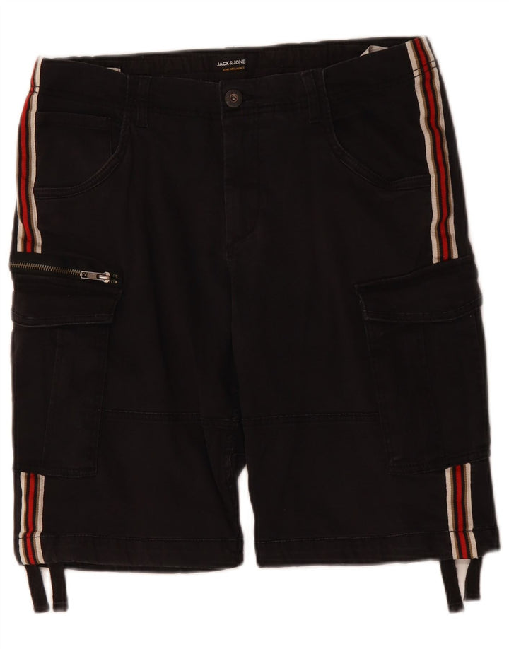 Pantaloni scurti cargo pentru bărbați JACK & JONES Comfort Fit, bumbac negru, mediu W30