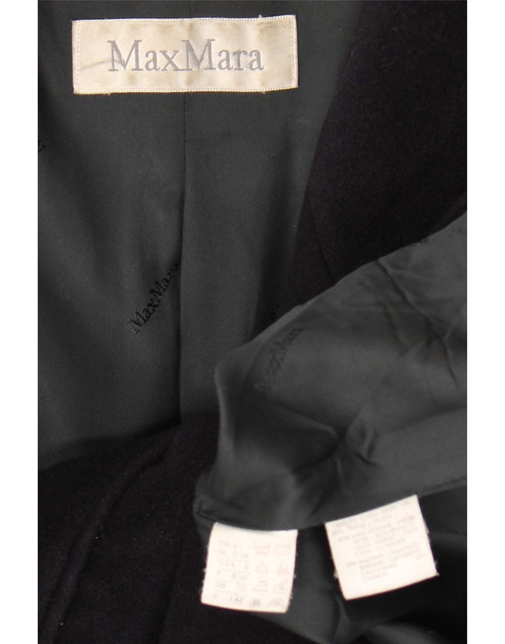 Max Mara Palton supradimensionat pentru femei la dublu piept UK 12 Medium bleumarin lână