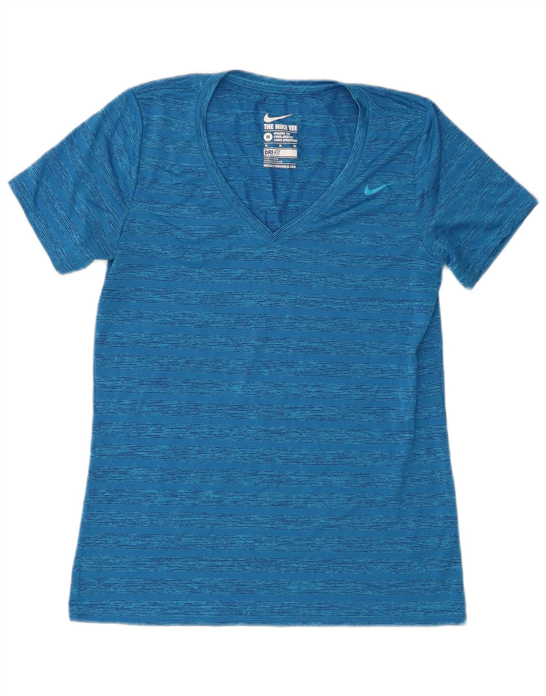 Tricou Nike Dri Fit pentru femei Top UK 12 Medium Blue Striped Poliester