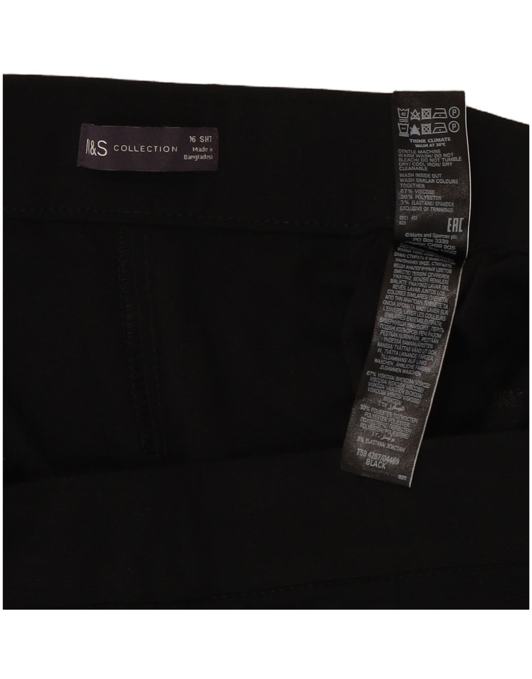 MARKS & SPENCER Pantaloni tăiați drept pentru femei UK 16 Large W34 L24 Black
