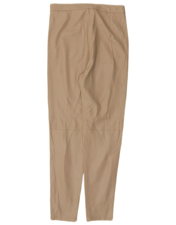 Pantaloni slim din piele artificială pentru femei cu talie înaltă Zara Mediu L28 L27 Bej