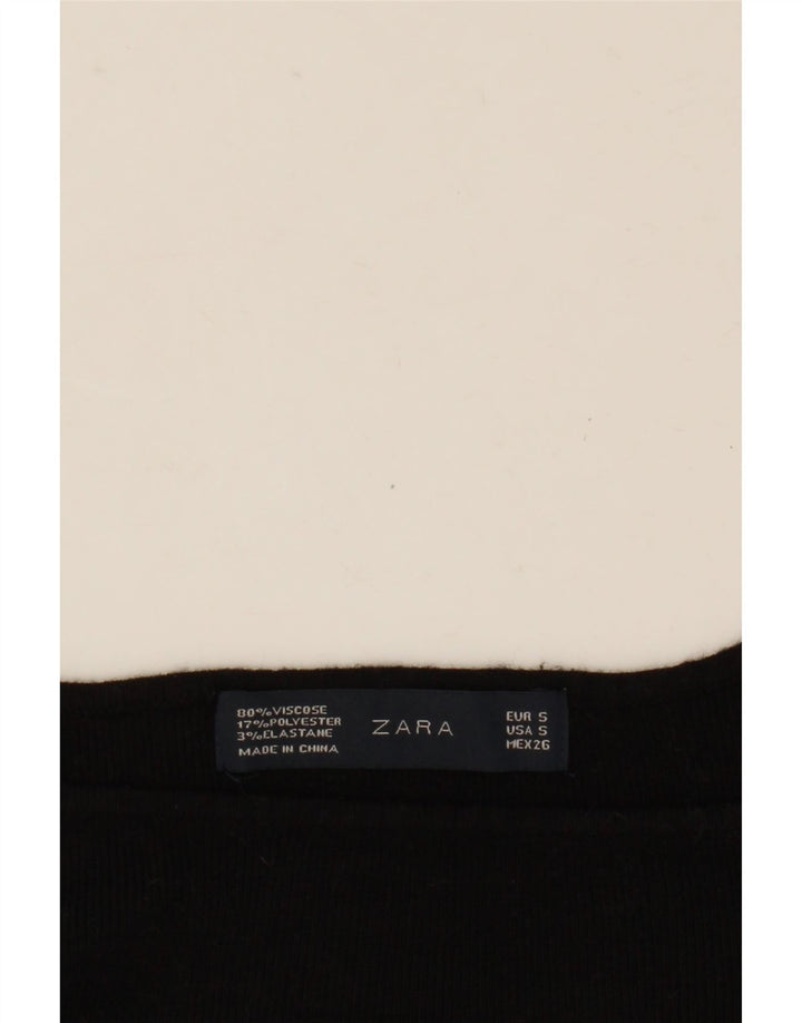 Crop Top pentru femei Zara cu mânecă lungă UK 10, mic, negru, viscoză
