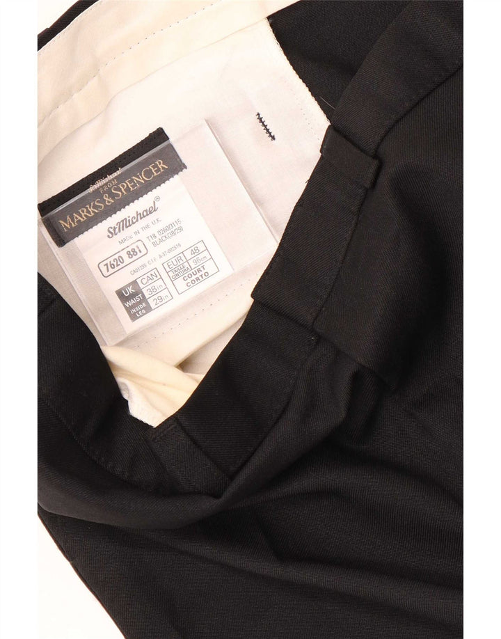 Pantaloni chino drepți pentru bărbați Marks & Spencer L38 L29 Poliester negru