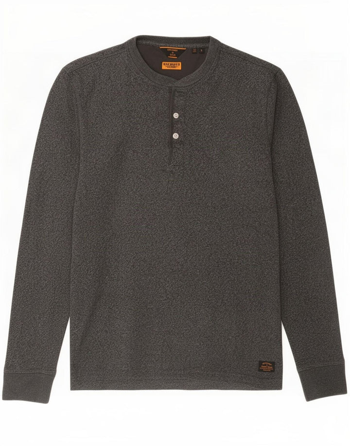 Top pentru bărbați Superdry cu mânecă lungă, bumbac gri mic
