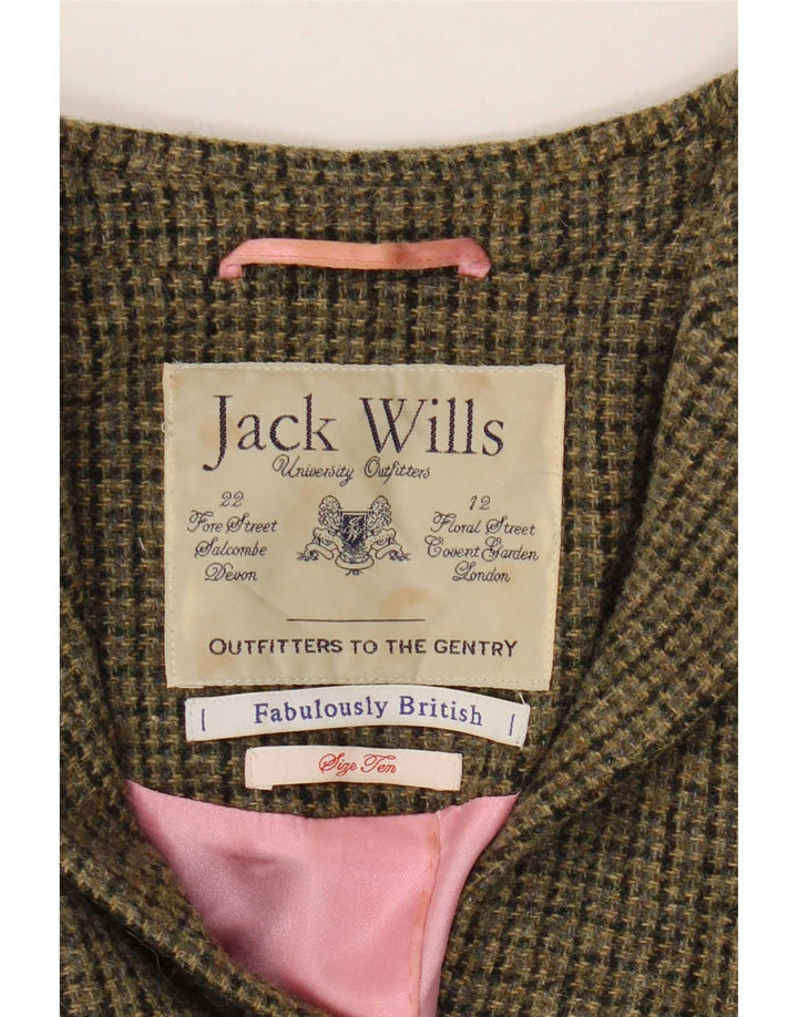 Jachetă Jack Wills pentru femei, cu 3 nasturi, UK 10, lână cu picior de gală, kaki