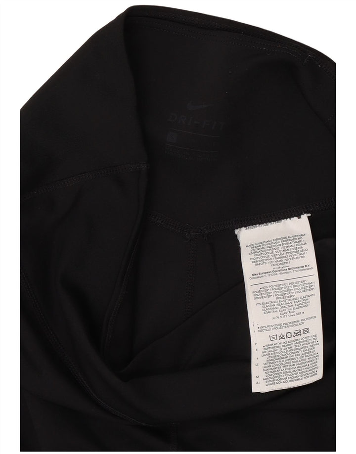 Leggings crop grafic Nike Dri Fit pentru femei UK 8 Poliester negru mic