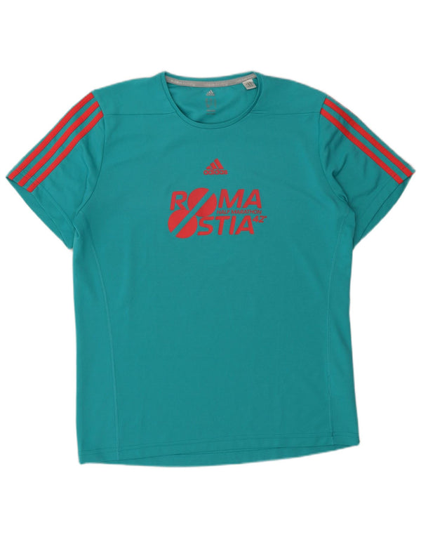 Tricou grafic Adidas Roma pentru bărbați Top Medium Turcoaz Poliester
