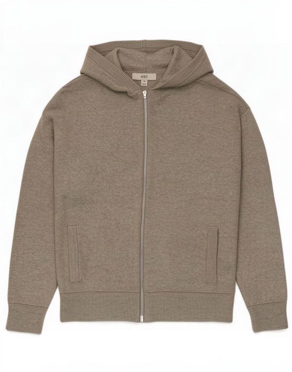 Pulover cardigan cu glugă pentru femei Marks & Spencer UK 14, viscoză gri mediu