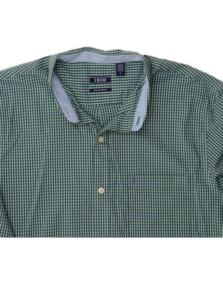 IZOD Mens Shirt Medium Green Gingham Cotton Vintage Izod and Second-Hand Izod from Messina Hembry 