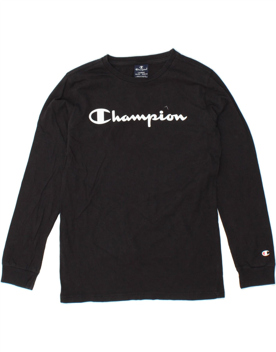 CHAMPION Boys Graphic Top Long Sleeve 11-12 Years Large Black Vintage Champion and Second-Hand Champion from Messina Hembry 