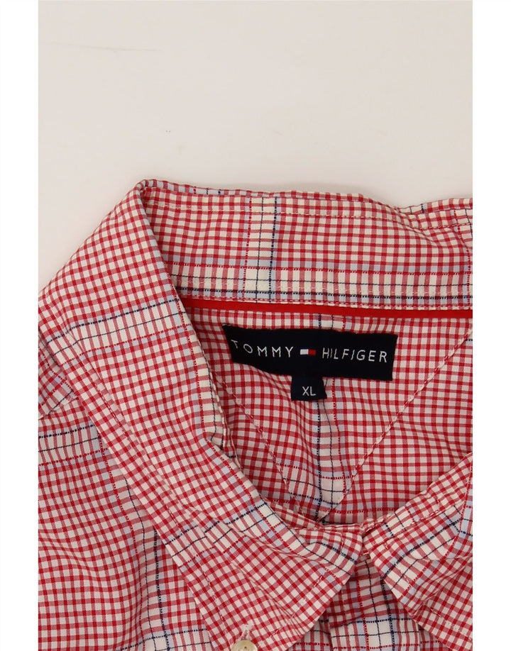 TOMMY HILFIGER Mens Shirt XL Red Check Cotton Vintage Tommy Hilfiger and Second-Hand Tommy Hilfiger from Messina Hembry 