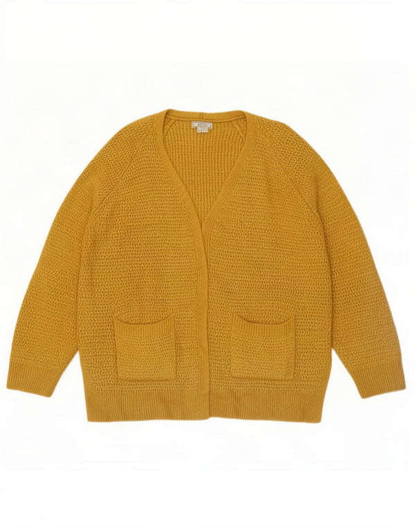 Pulover cardigan deschis supradimensionat pentru femei Fat Face UK 14 mare, galben acrilic