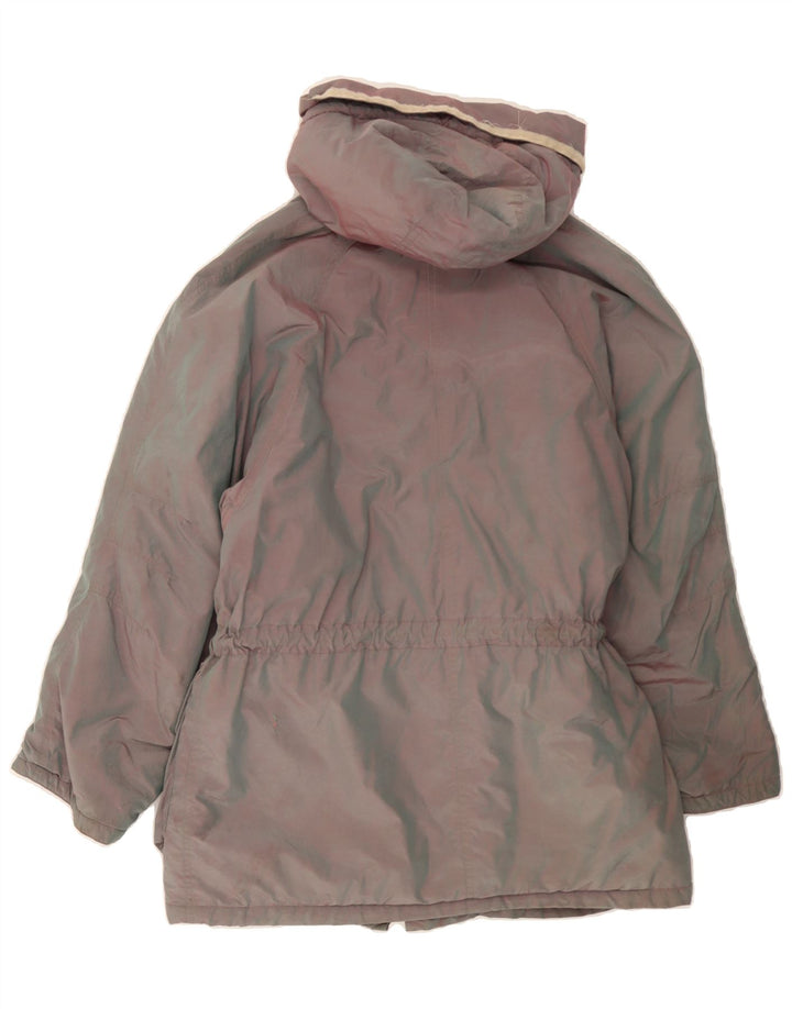 VINTAGE Womens Hooded Windbreaker Jacket UK 14 Medium Grey Vintage Vintage and Second-Hand Vintage from Messina Hembry 