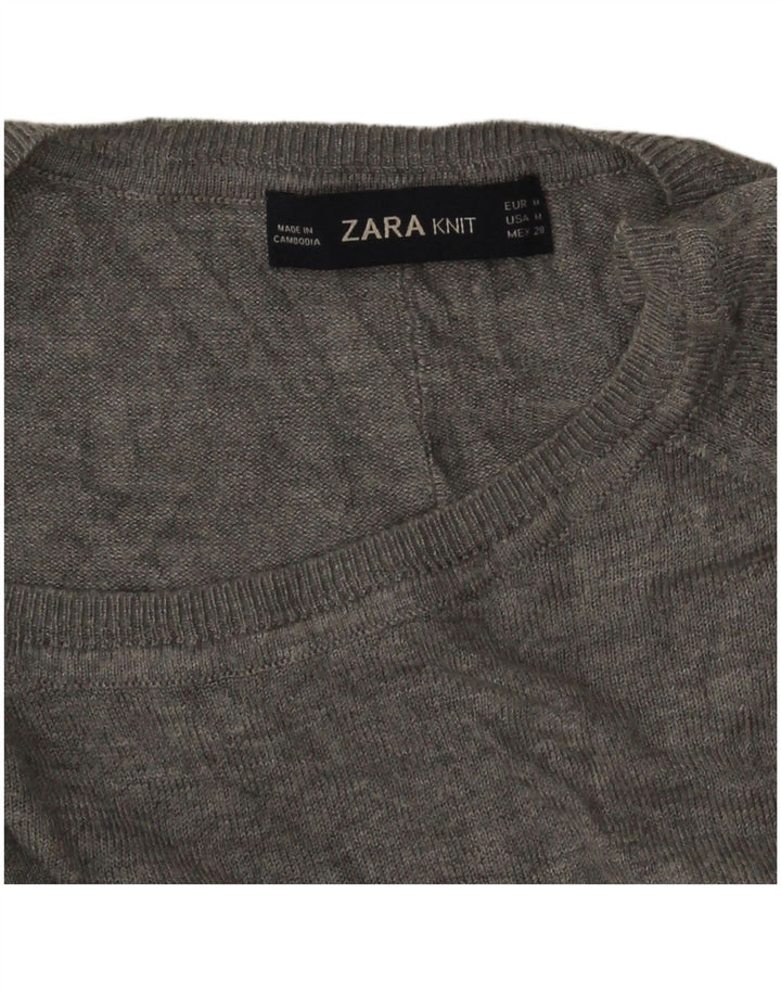 Pulover pentru femeie cu gât de barcă Zara UK 14, gri mediu