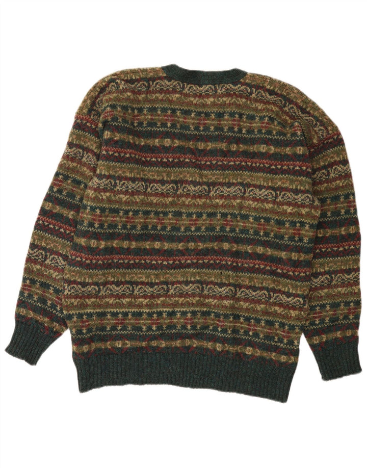 Pulover Cardigan Vintage Bărbați Mediu Multicolor Lână Fair Isle