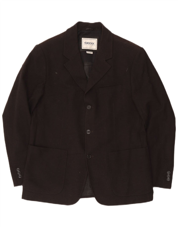 Jachetă pentru bărbați Geox Respira 3 Button Blazer UK 42 XL Lână neagră