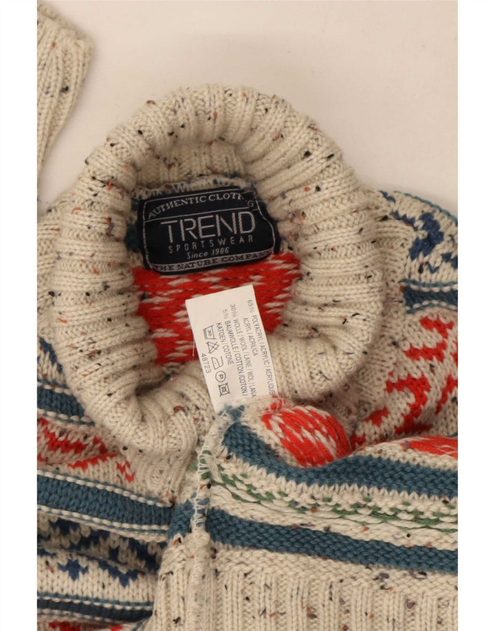 Trend Pulover cu gât rulat pentru bărbați, gri mediu, acrilic Fair Isle