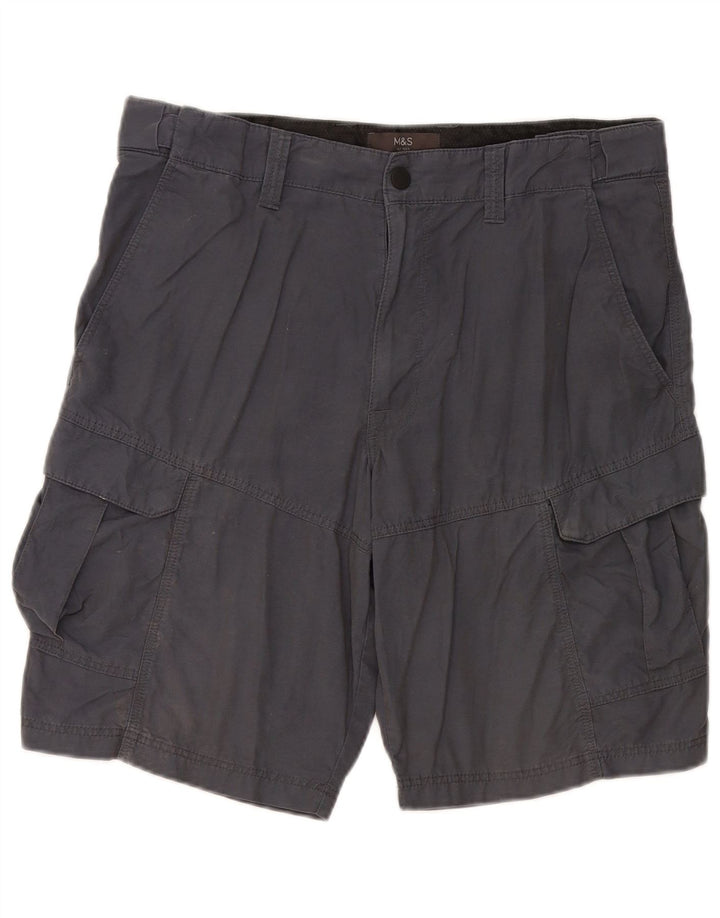 MARKS & SPENCER Pantaloni scurți cargo pentru bărbați W34 mari, bumbac bleumarin