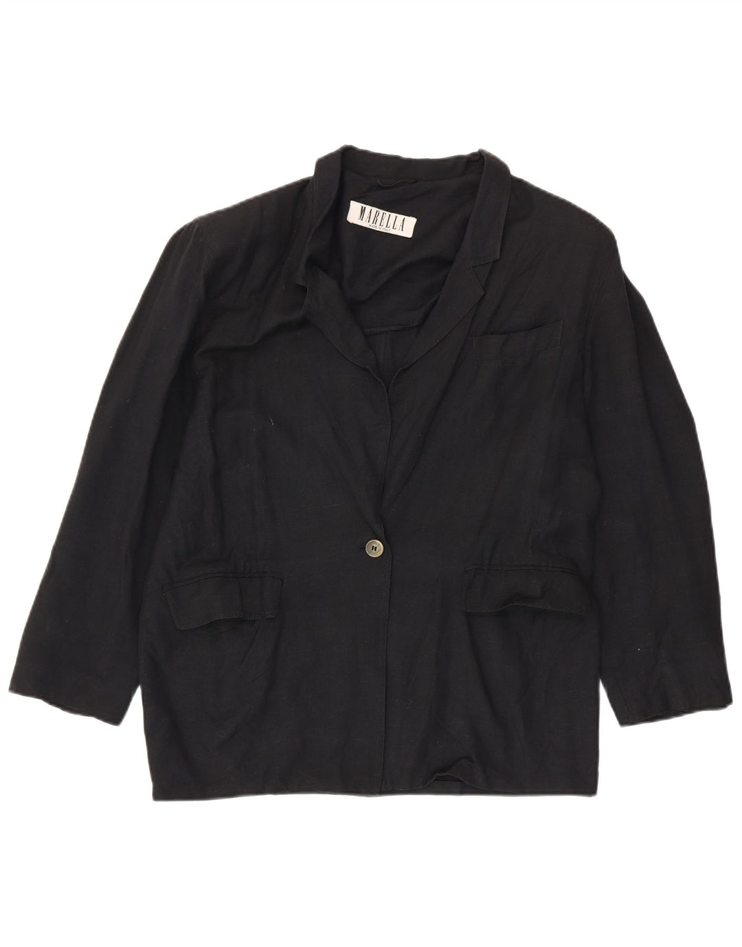 Jachetă Blazer pentru femei Marella cu 1 nasture UK 14, mare, neagră, viscoză