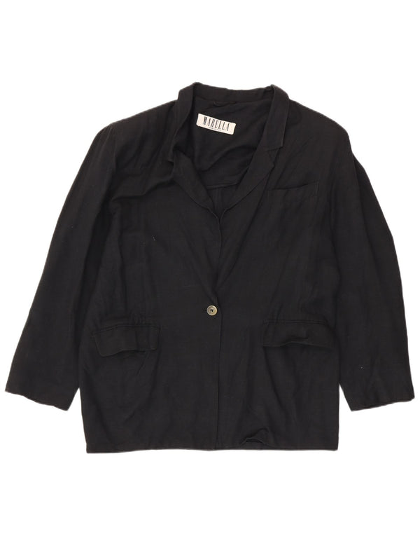 Jachetă Blazer pentru femei Marella cu 1 nasture UK 14, mare, neagră, viscoză